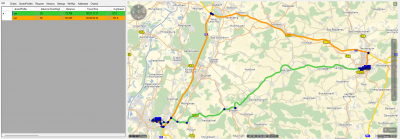 shortest track (green) is not necessarily the fastest one. While the green track ist 73km andn therefore much shorter than the orange one (93km) the traveltimes are flipped: the green track requires much longer (+20minutes).