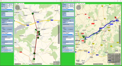 Center based (left) versus routing corridor based (right)