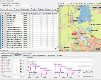 Matching of the malus values to the PTV Map&amp;Guide Road Editor settings