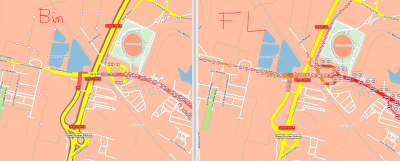 Both maps are created on the same server with the same map version (2019.2H)<br />LEFT: Road Editor / TruckAttributes<br />RIGHT: FeatureLayer PTV_TruckAttributes<br />Some attributes seem missing in the left map