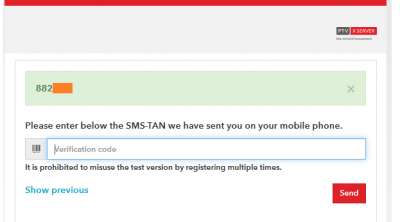 Sample screenshot of the verification dialog of users who provide a german mobile number.